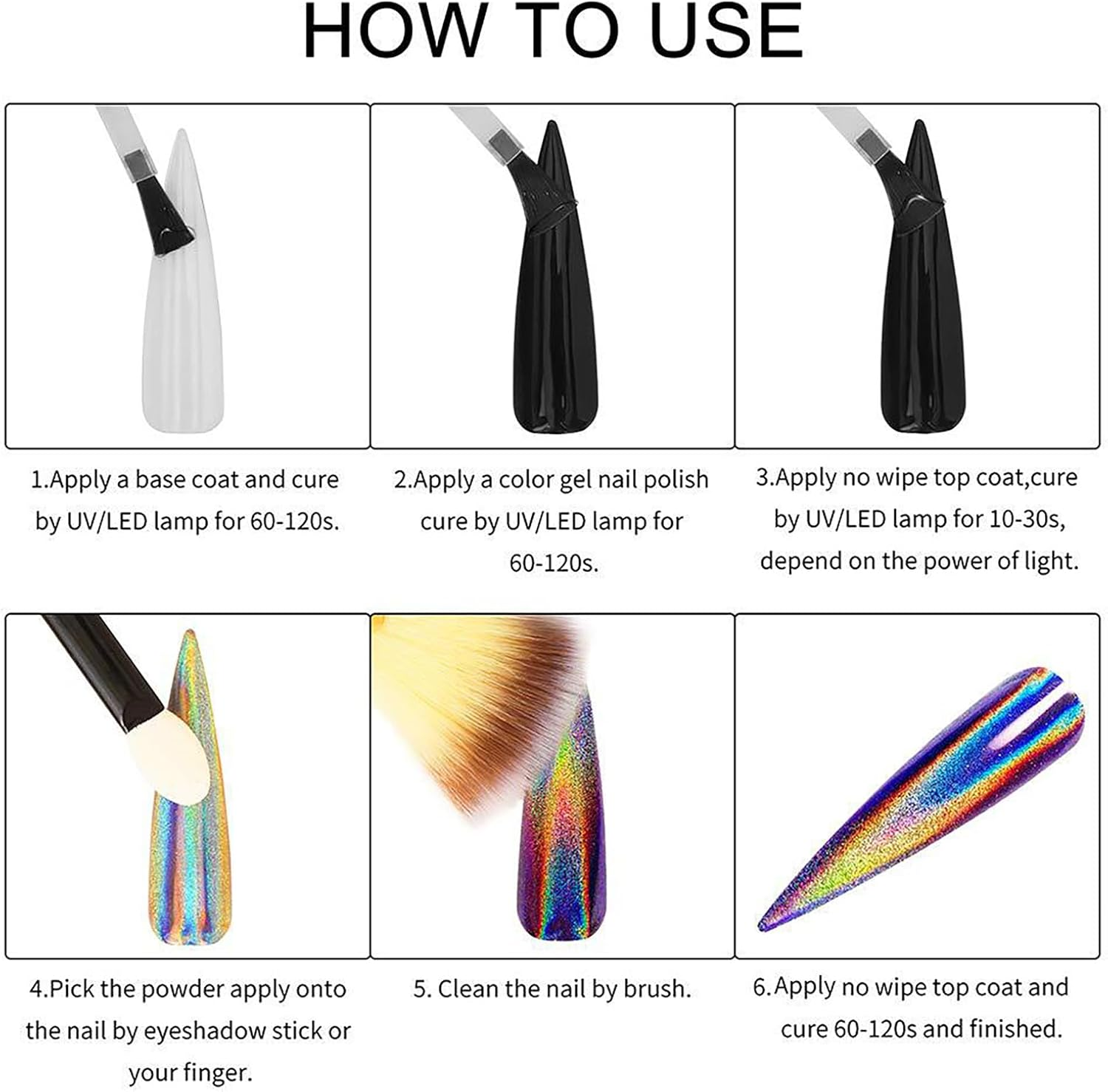 Welhammsae 16 Colors Chrome Nail Powder, Metallic Mirror Effect，Holographic Aurora Pigment, Rainbow Neon Pearl Nail Glitter for Gel Polish Art Decoration Accessories