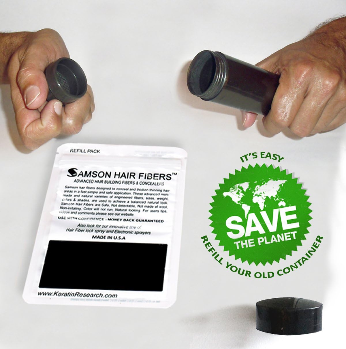 (Dark Brown) - Hair Building Fibres DARK BROWN Refill Kit by Samson Large 25 Grammes Made in USA Hair Concealer image number 5