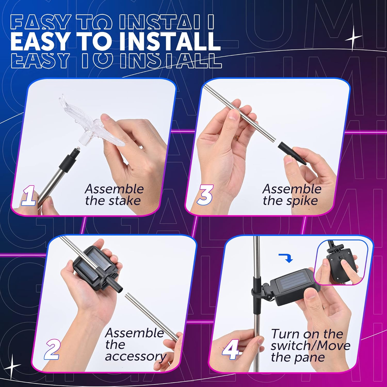 GIGALUMI Solar Garden Lights Outdoor - 3 Pack Solar Stake Lights Multi-Color Changing LED Garden Lights Premium Butterfly Decorative Lights for Path Yard Lawn Patio. image number 4