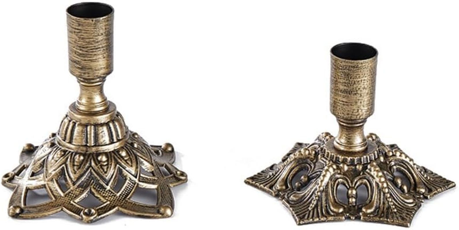 2PCS Brass Taper Candle Holders Candle Stick Holders Set Vintage Metal Pillar Candlestick Holders for Fireplace, Party, Dining, Home, Wedding Decor，Fits 7/8（2.2Cm） Inch Thick Candle&Led Candles ﻿ image number 3