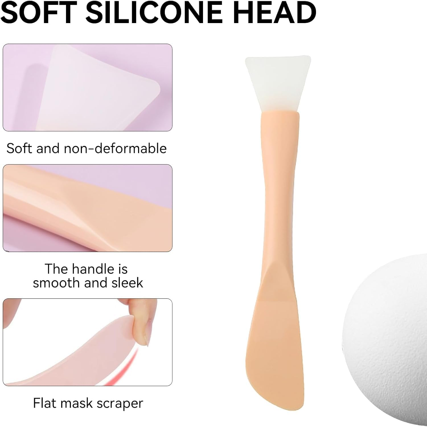 Double-End Silicone Facial Mask Brush, 5Pcs Face Mask Brushes Makeup Spatula Applicator Skincare Brushes, Silicone Double-End Face Mask Brush Facial Mud Mask Brush for Women image number 6