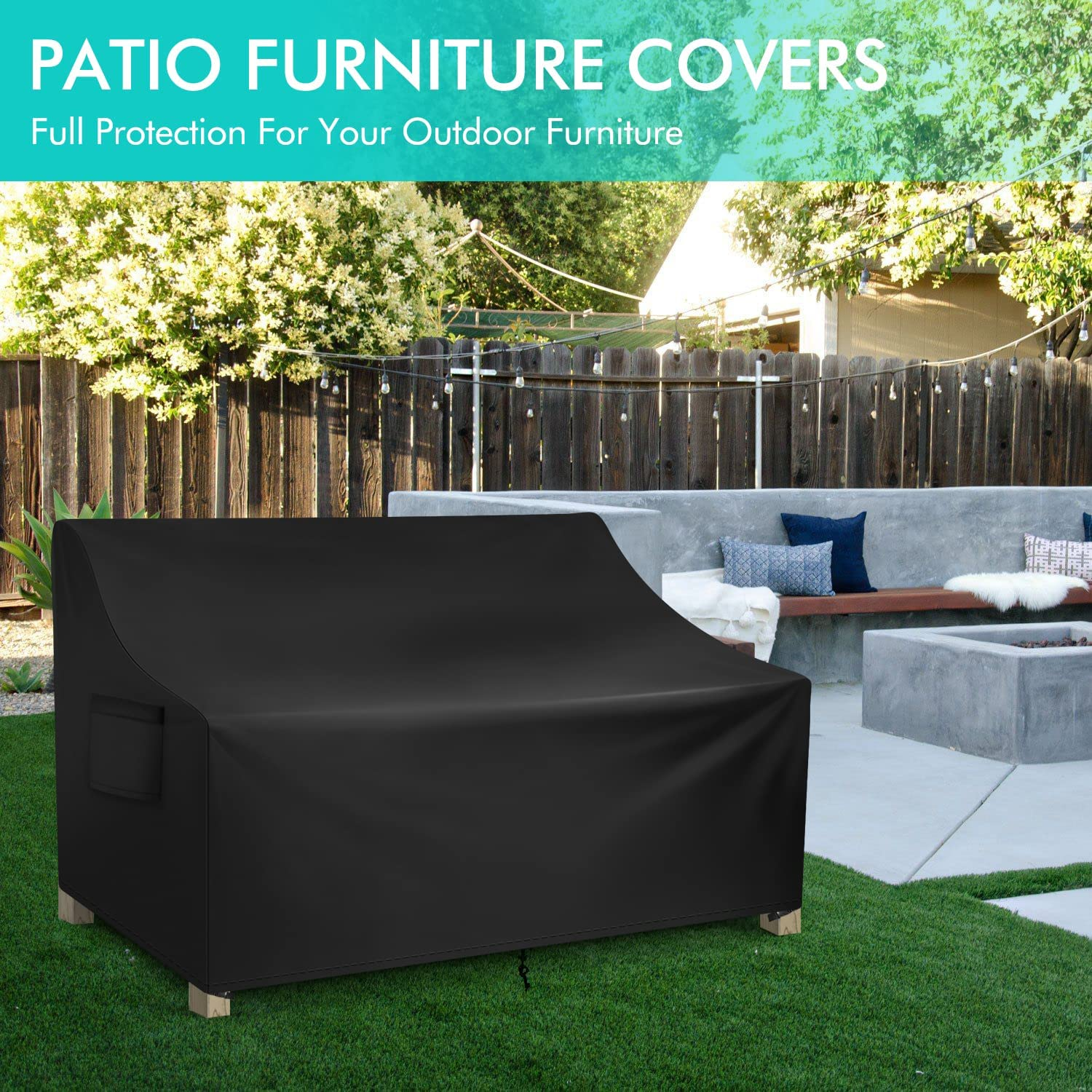 WLEAFJ Patio Sofa Cover Waterproof, Outdoor Loveseat Cover, Heavy Duty Outdoor Couch Cover, Large Lawn Patio Furniture Covers with Air Vent, 54&rsquo;&rsquo; W X 37&rsquo;&rsquo; D X 35&rsquo;&rsquo; H image number 3