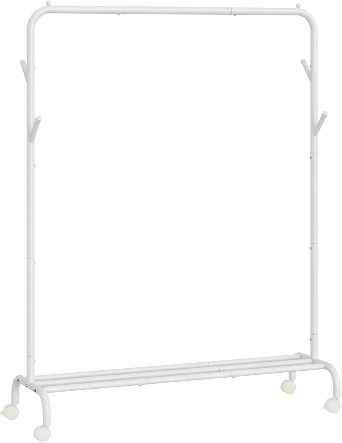 SONGMICS HSR131W01 Clothes Rack on Wheels, Clothes Rail, Coat Rack Made of Steel Tubes, Maximum Load 50 Kg, 103.5 Cm Wide, Multifunctional Storage, White