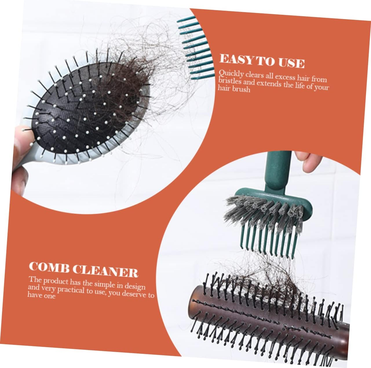 LALAFINA 2Pcs Comb Cleaning Brush Hair Brush Cleaner Hair Brush Cleaning Tool Comb Cleaner Brush Hair Cleaning Hair Brush Hair Remover Hair Japanese-Style Hairdressing Tool image number 6