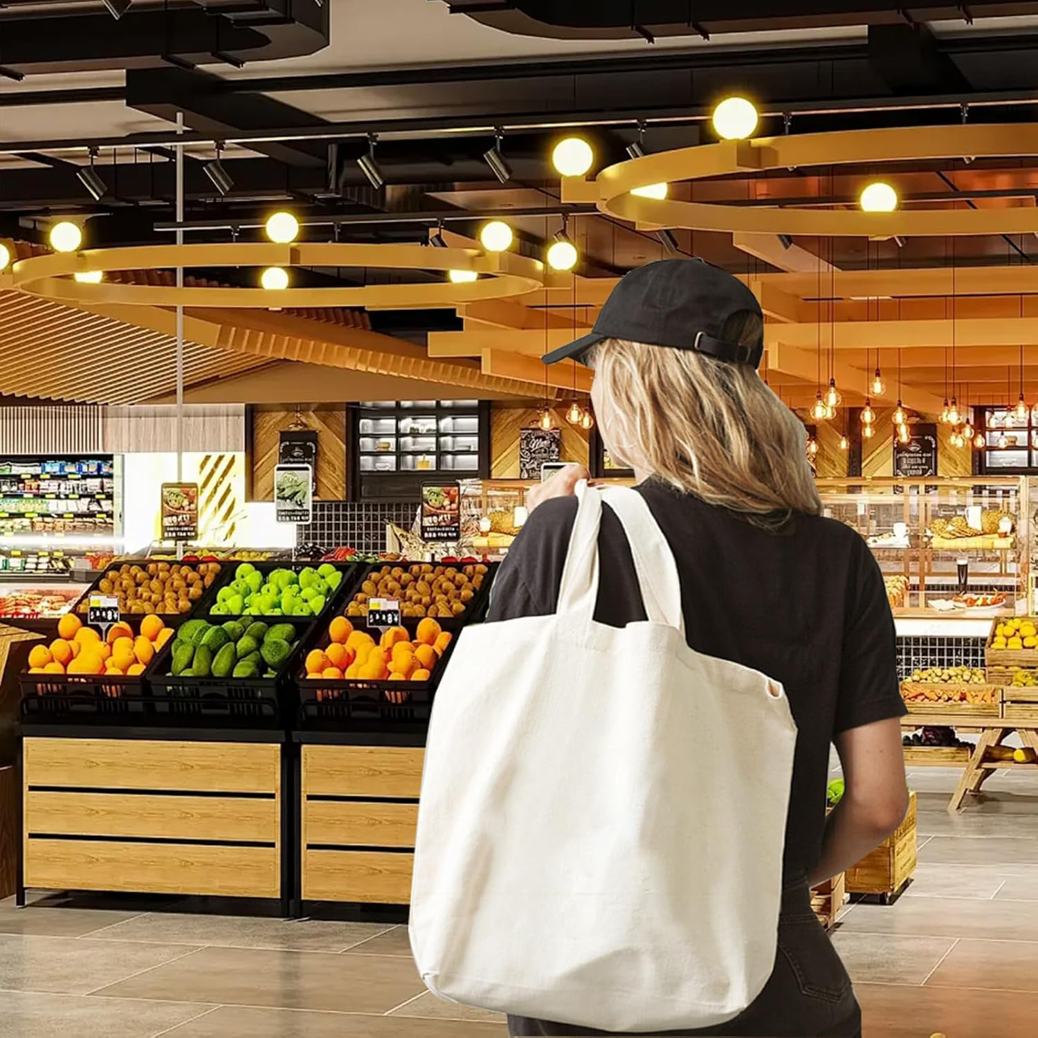 6 Pack Canvas Tote Bags, 16.5"X12.6" Tote Bags Multi-Purpose Reusable Blank Canvas Bags Use for Grocery Bags,Shopping Bags,Diy Gift Bags image number 3