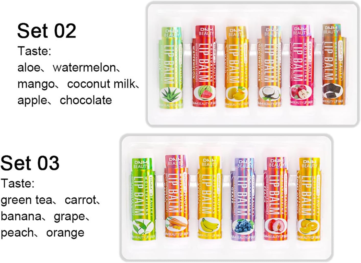 Tinted Lip Balm Set, 6 Pcs Colour Changing Lip Balm Stick Multipack Coloured Lip Gloss Set Shine Moisturiser & Hydrating Flavored Lipstick Makeup Set- for Teenage Girls Kids Women