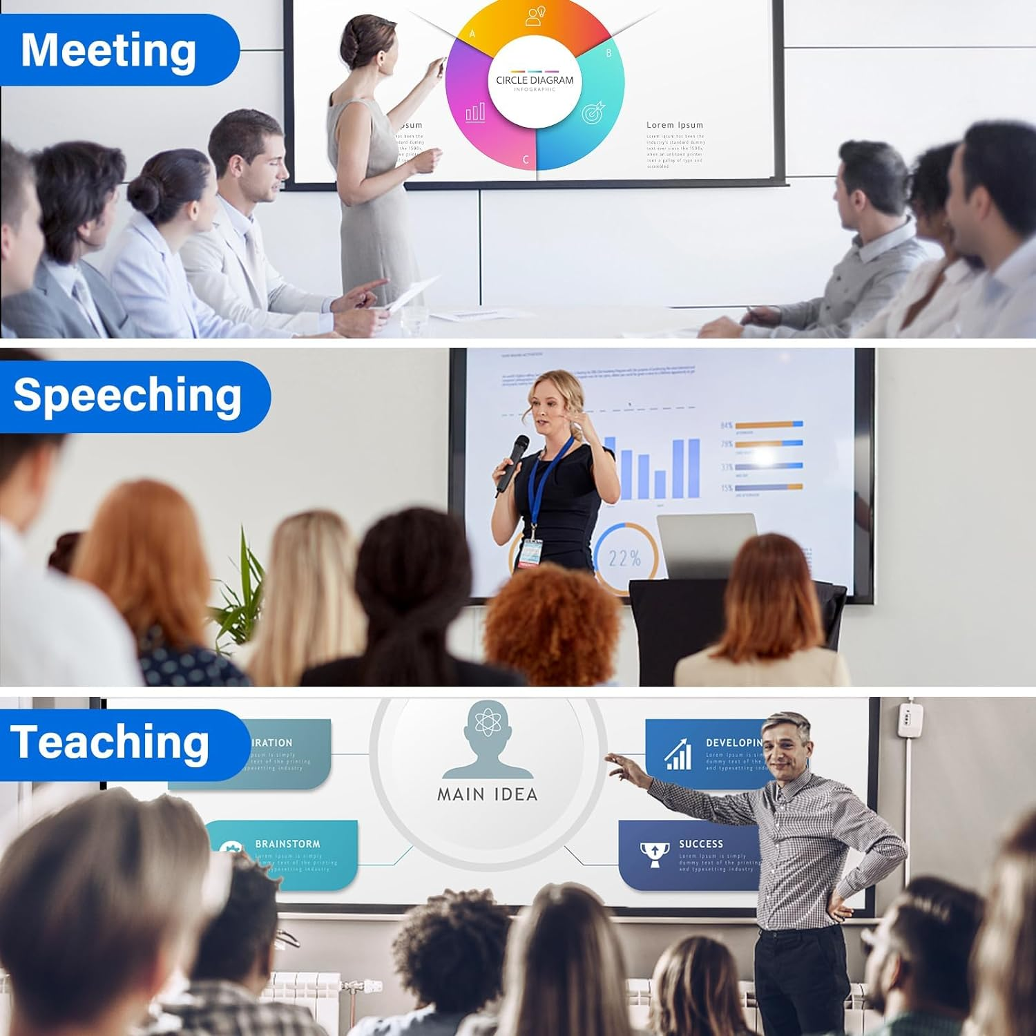 Wireless Powerpoint Remote Presentation Clicker, USB Wireless Presenter Remote-Clicker for Laptop Presentations Remotes, USB Wireless Presenter Remotes, Ergonomic Design - Universal Compatibility image number 1