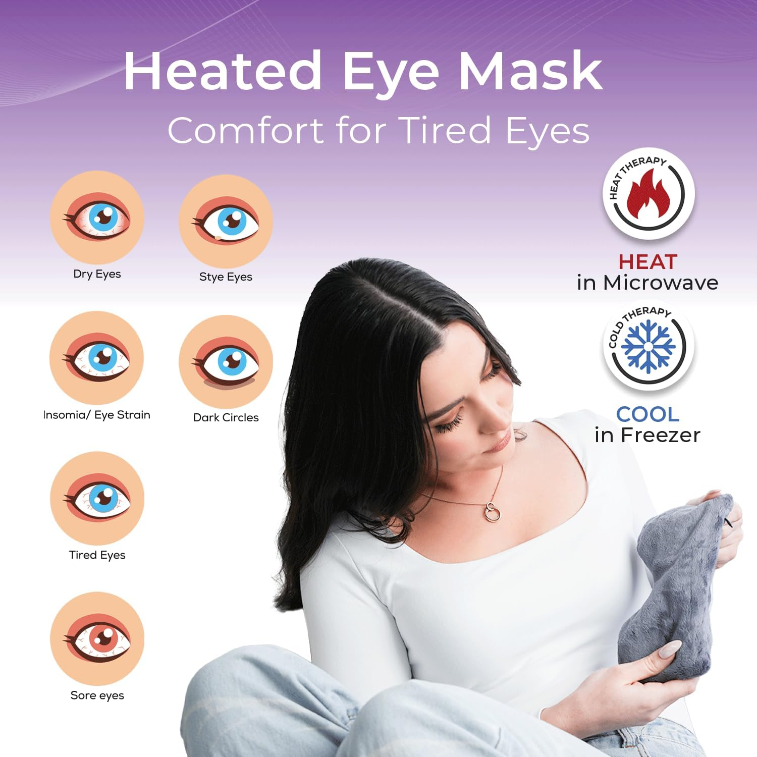 Heated Eye Mask for Dry Eyes Relief, Blepharitis Stye Eye Treatment - Sleep Mask, Dry Eye Therapy Mask, Sleeping Microwavable Moist Heat Pack, Heated Compress - Hot Weighted Warm Compress Heating Pad image number 3