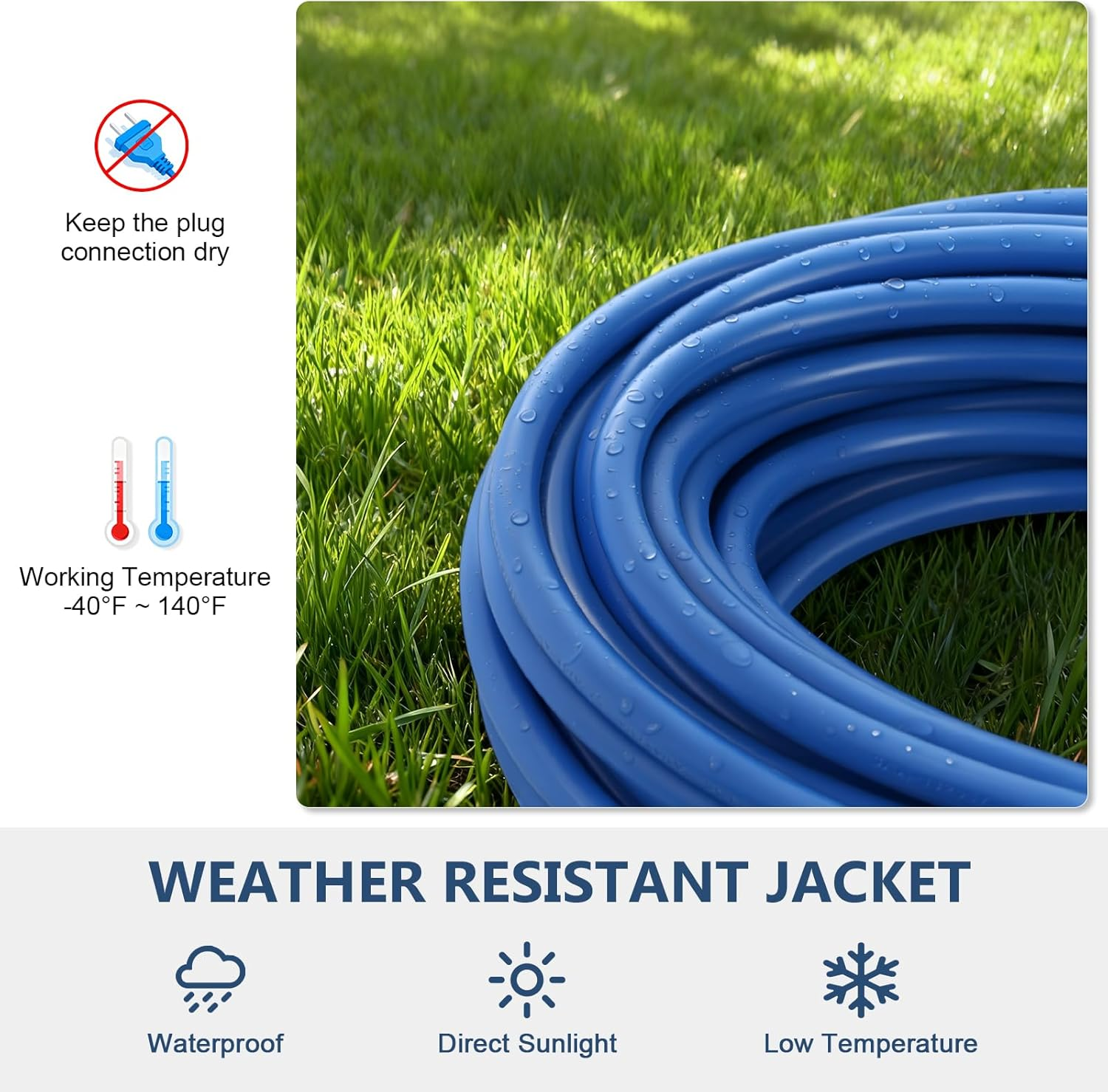 EP 4V-75/V-750.6/1.0Kv 3G1.5Mm2 Australian 3-Core Extension Cord, 20M Blue Cable, LED Indicator, 3600W, 15A image number 5