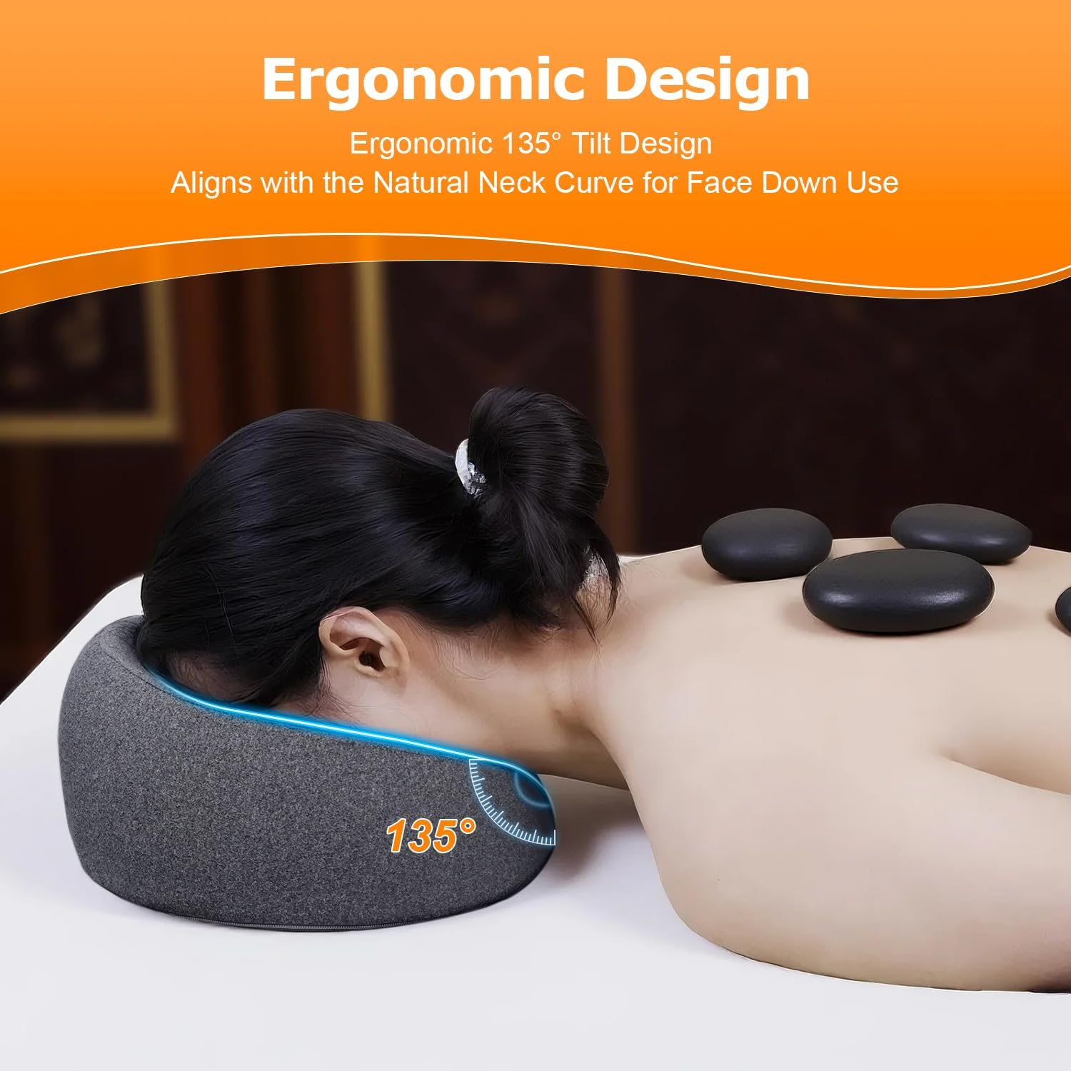 Zonngoo Massage Memory Foam Face Pillow - Soft O-Shaped Spa Massage Cushion with Zipper, Face Cradle Covers Soft Comfort Headrest Covers for Massage Bed, Machine Washable Knit Fabric image number 2