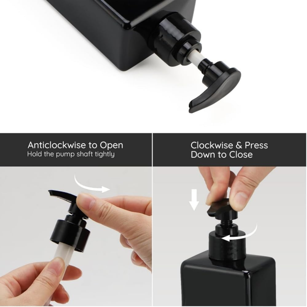 DACUAN Hand Soap Dispenser, 6 Pcs 500Ml Shampoo and Conditioner Bottles, Empty Pump Bottle Dispenser, Bathroom Soap Dispenser Set with Printed Labels image number 1