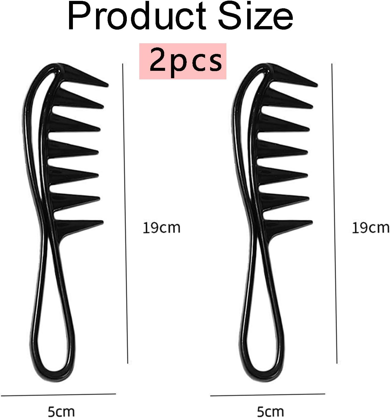 Neoreser 2 Pieces Wide Tooth Comb with Handle Shark Tooth Combs Wide Curly Comb Comb Comb for All Types of Different Hair Types (Black) image number 3