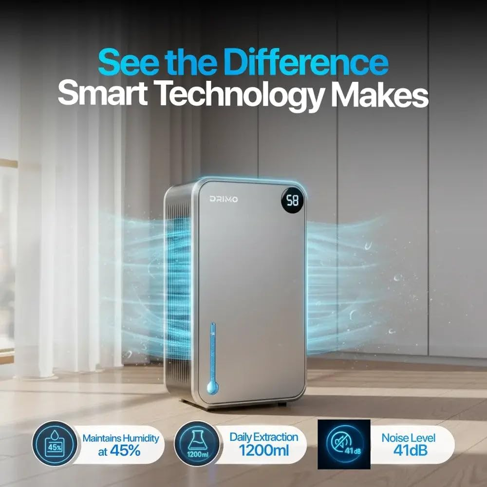 Pro X7 Home Dehumidifier 1.2L Daily Extraction, 70M&sup2; Coverage, 2.4L Tank, Ultra Quiet 41Db, Dual-Core Semiconductor, Auto Shut-Off, Energy Efficient 90W for Bedroom and Living Spaces image number 5