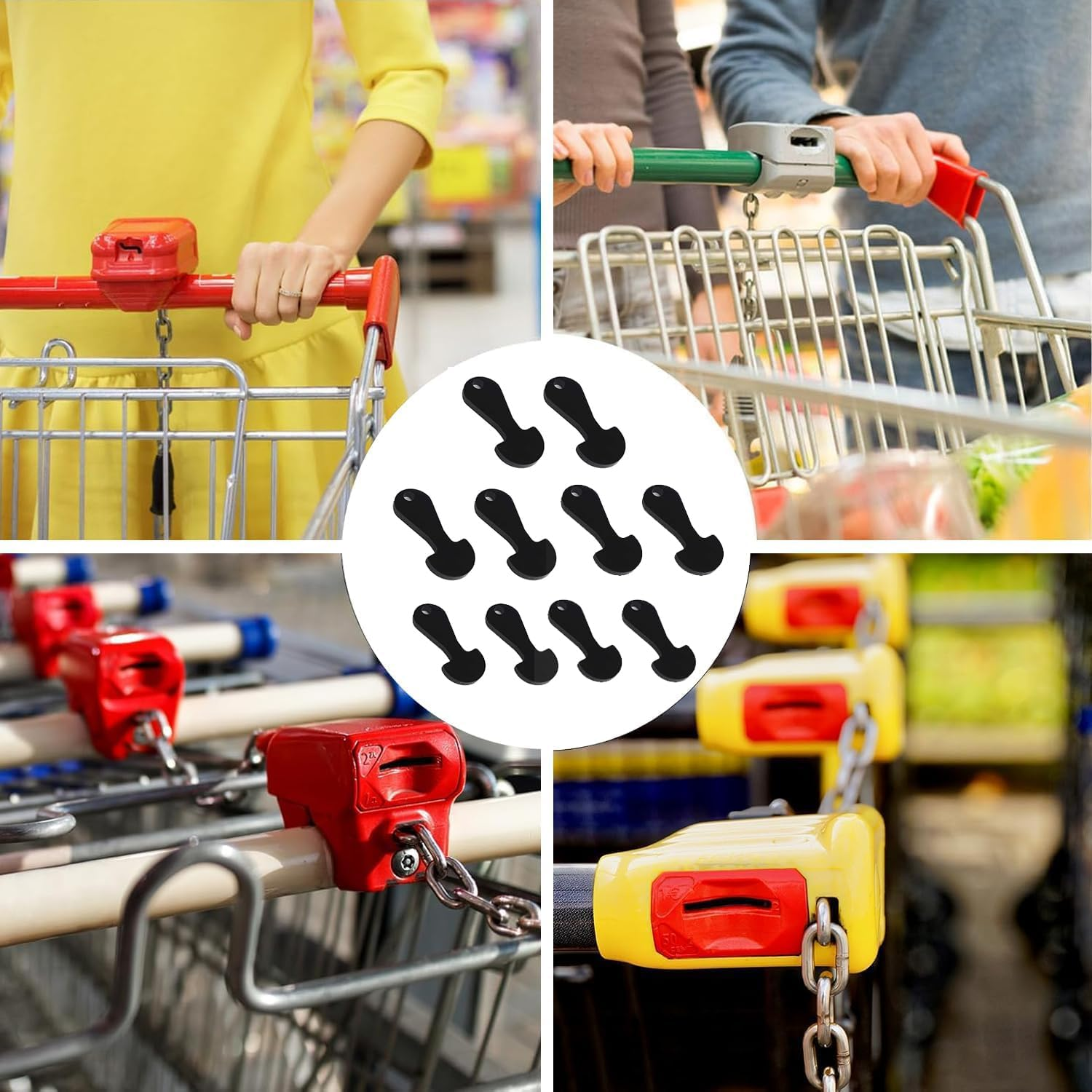 Xinghonyac 10 Pcs Shopping Trolley Tokens Key, Shopping Trolley Release Key, Coin Trolley Unlock Release Key, Trolley Remover Keyring for Grocery Shopping Carts image number 6