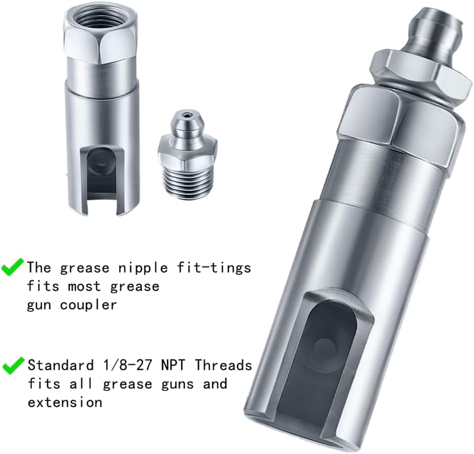 1 PCS Grease Gun Coupler Strong Grease Coupler Grease Gun Tip Push on Slotted Right Angle 90 Degree Grease Coupler with 1/8 Inch NPT Threads for Farm Truck Auto Industrial Use image number 3