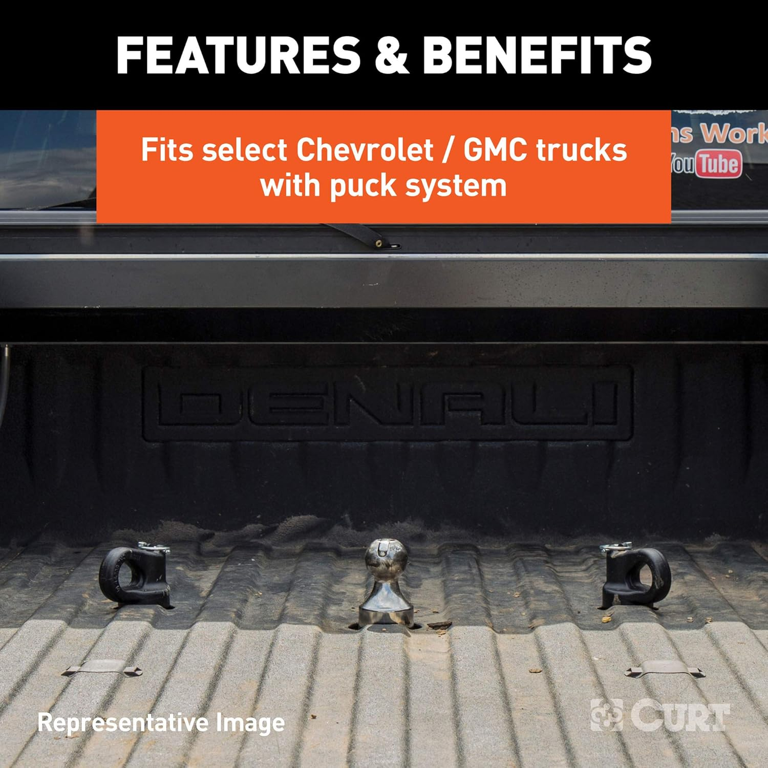 CURT 60628 30K Factory Style 3-Inch Gooseneck Ball, Fits Select Chevrolet Ford, GMC, Nissan Titan XD, Ram, Puck System Required image number 5