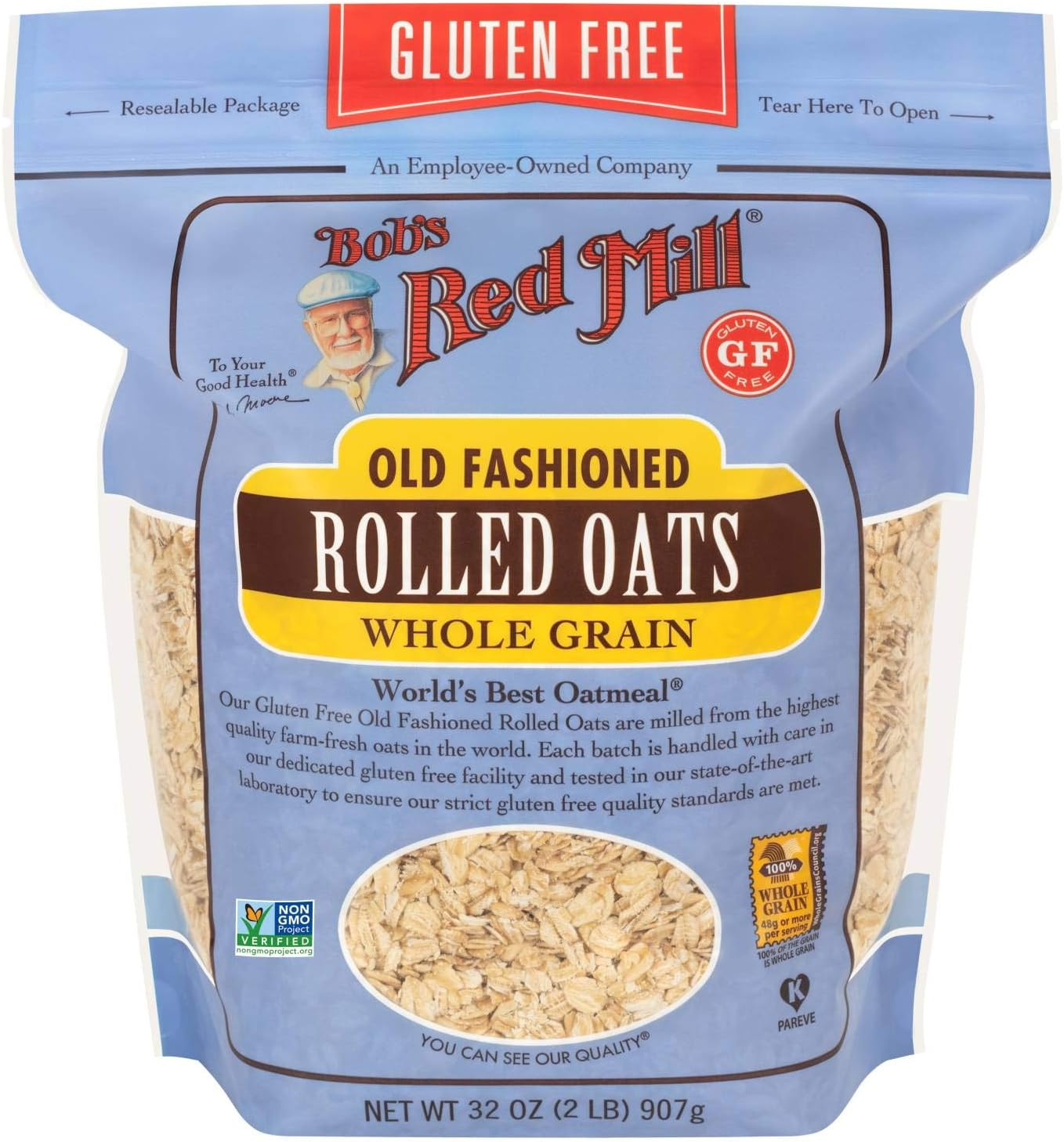Bob'S Red Mill Bob'S Red Mill Pure Wheat Free Rolled Oats 907 G, 907 G, No Flavour Available image number 1