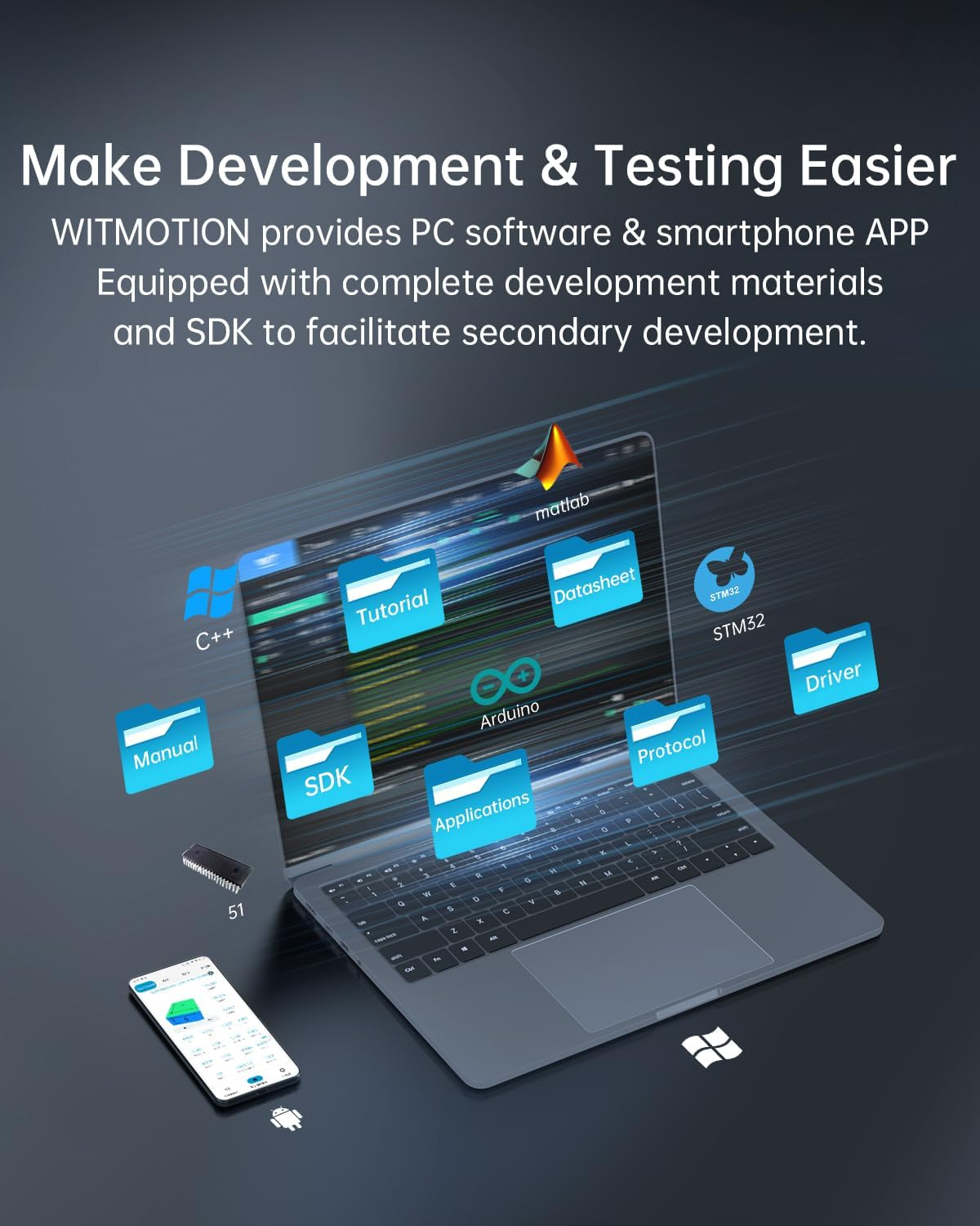 Witmotion WT901C-485 Mpu9250 High-Precision Gyro+Accelerometer+Angle+Magnetometer,9-Axis Digital Compass (Kalman Filtering, Modbus),Triple-Axis Tilt Angle Inclinometer for Pc/Arduino/Raspberry Pi image number 4