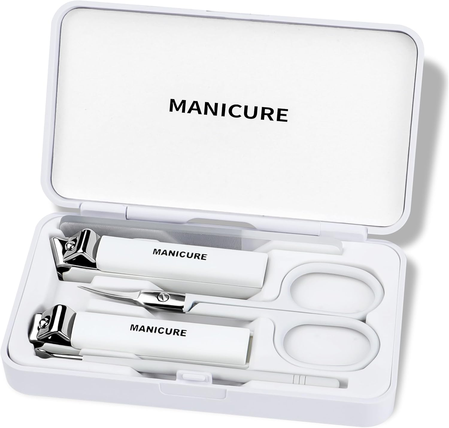 White Manicure Set 5-Piece Nail Clippers Toenail Nail Clippers Professional with Case for Women image number 2