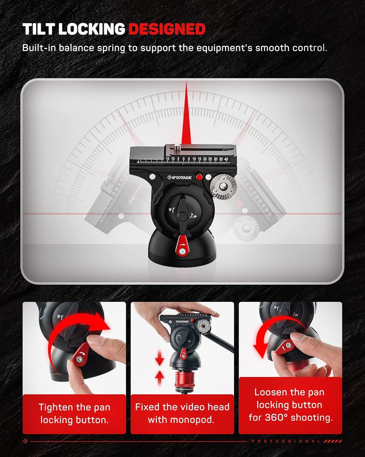 IFOOTAGE Komodo K5S Fluid Head, Aluminum Tripod Head Camera Video Head for DSLR Camera, Camcorder, Monopod and Tripod, Payload 5KG/11LB