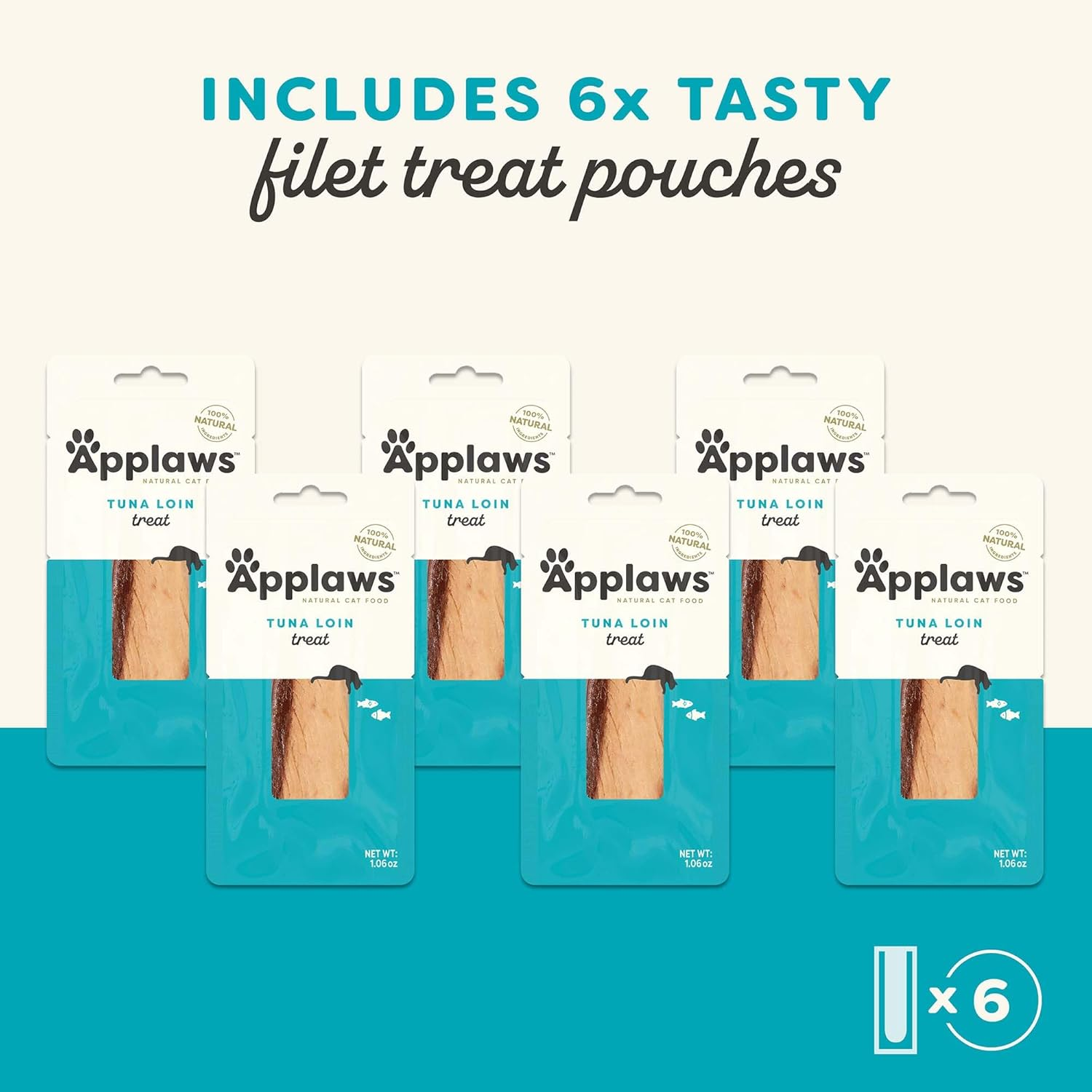 Applaws Natural Cat Treats, Grain-Free Whole Tuna Loins, Single-Ingredient Healthy Snack for Cats (6X30G) image number 6