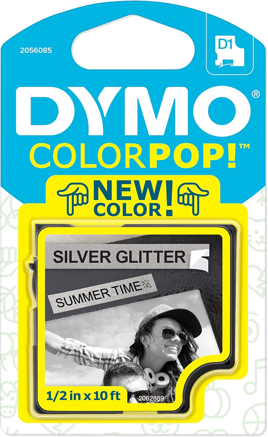 DYMO COLORPOP Authentic Label Maker Tape, 1/2" W X 10' L, Black Print on Gold Glitter, D1 Standard