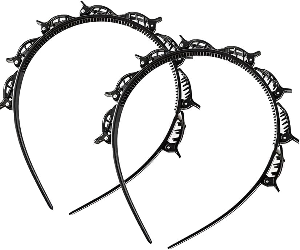 2Pcs Braided Headbands Double Layer Twist Plait Hairband,Bangs Hairstyle Twist Hairpin Headband,Double Bangs Hairstyle Hairpin Headband Korean Braided Headband,Double Layer Twist Plait Headband,Black image number 1