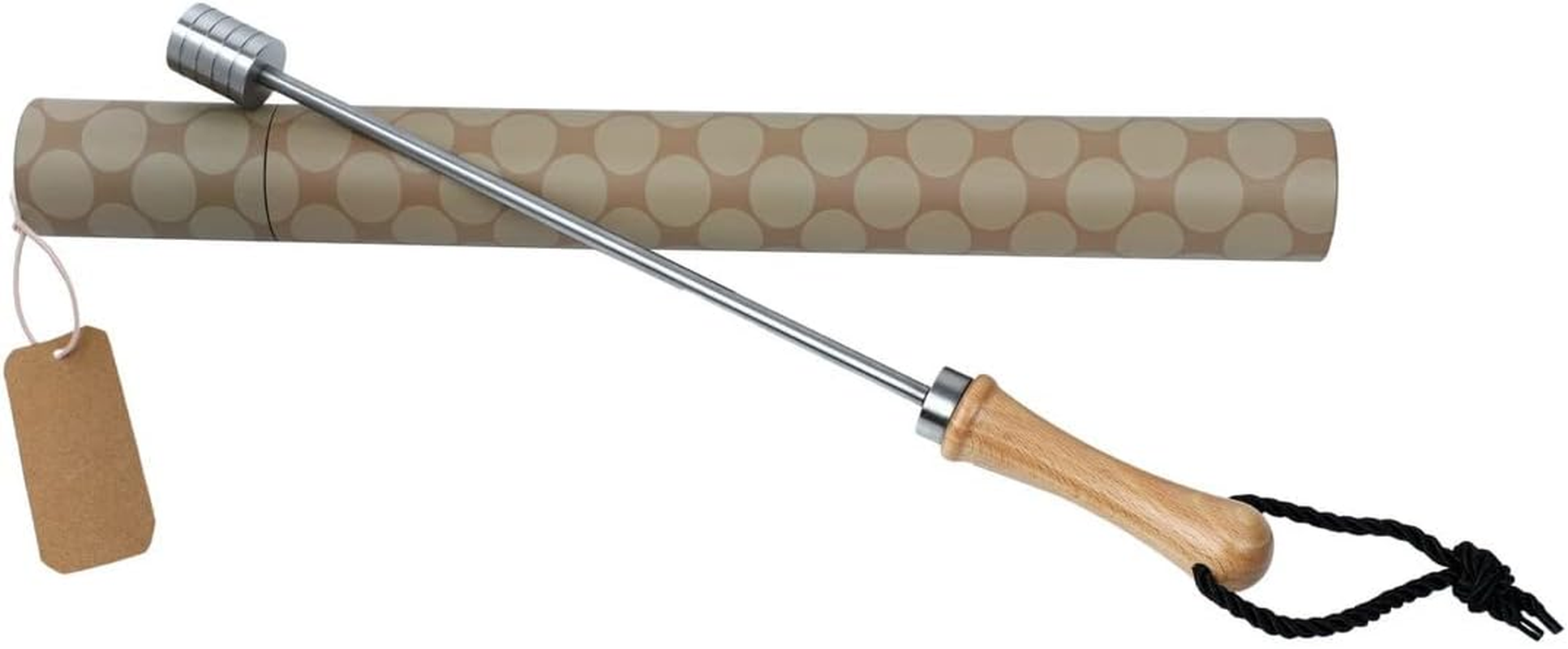 INDIAN STORE 24 Beer Spike Beer Caranelizer Beer Carameliser Beer Warmer Real Wood Handle 100% Food Safe and Rustproof Stainless Steel Ball (Shape 3)