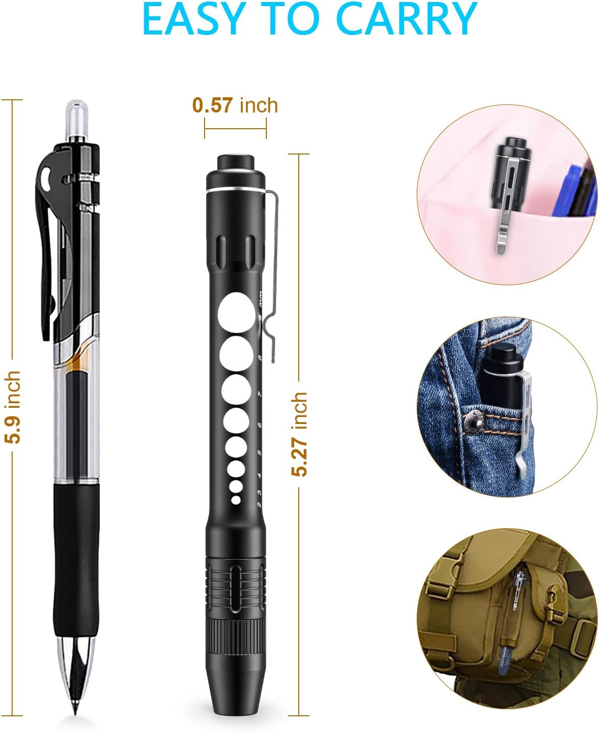 LIGHTFE D12 Zoomable Pen Light, Reusable Medical Pocket Light with Clip, Waterproof and Anti-Drop White Light Penlight Flashlight, Medical Penlight for Nurses, Doctors and Nursing Students image number 4