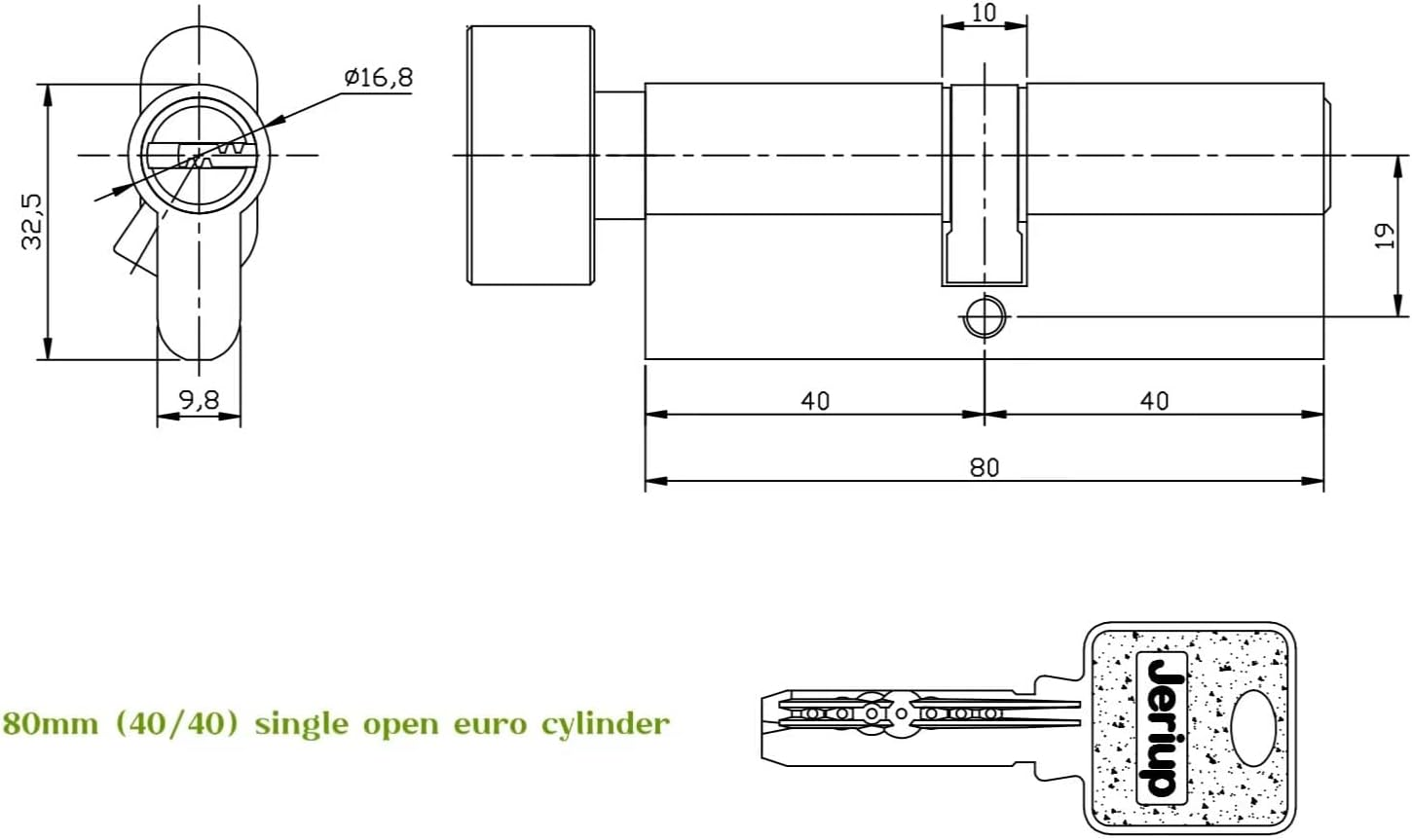 80Mm (35/10/35) Oil Rubbed Bronze (Black Color) Euro Cylinder with 5 Keys (Dimple), Single Open Copper Cylinder, Suitable for Wooden, Composite, UPVC or Aluminium Doors with a Euro Profile image number 2