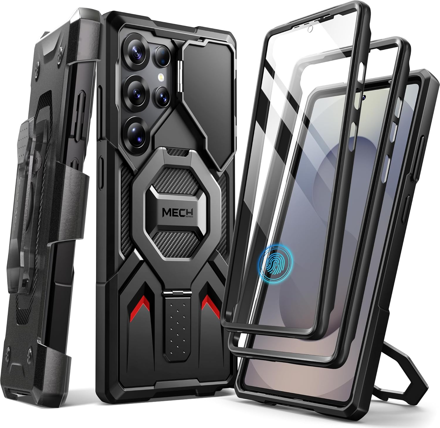 TONGATE Magnetic Stand for Samsung Galaxy S25 Ultra Case with Privacy Screen Protector, [Compatible with Magsafe] [Military Drop Protection] S25 Ultra Case with Camera Cover & Belt Clip, Black Privacy