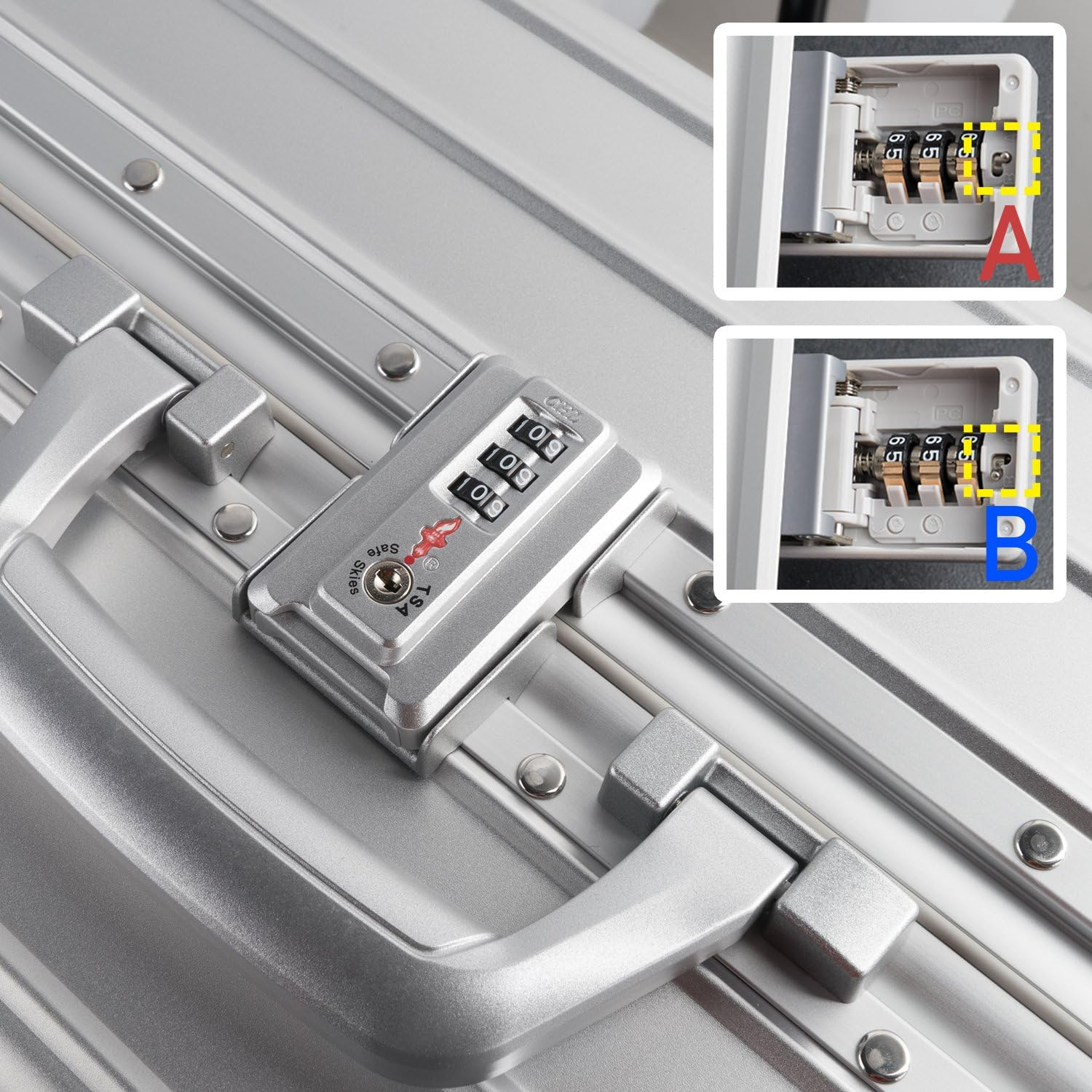 Travelking Multi-Size All Aluminum Hard Shell Luggage Case Carry on Spinner Suitcase by Travelking 20"-28", Silver, 20"