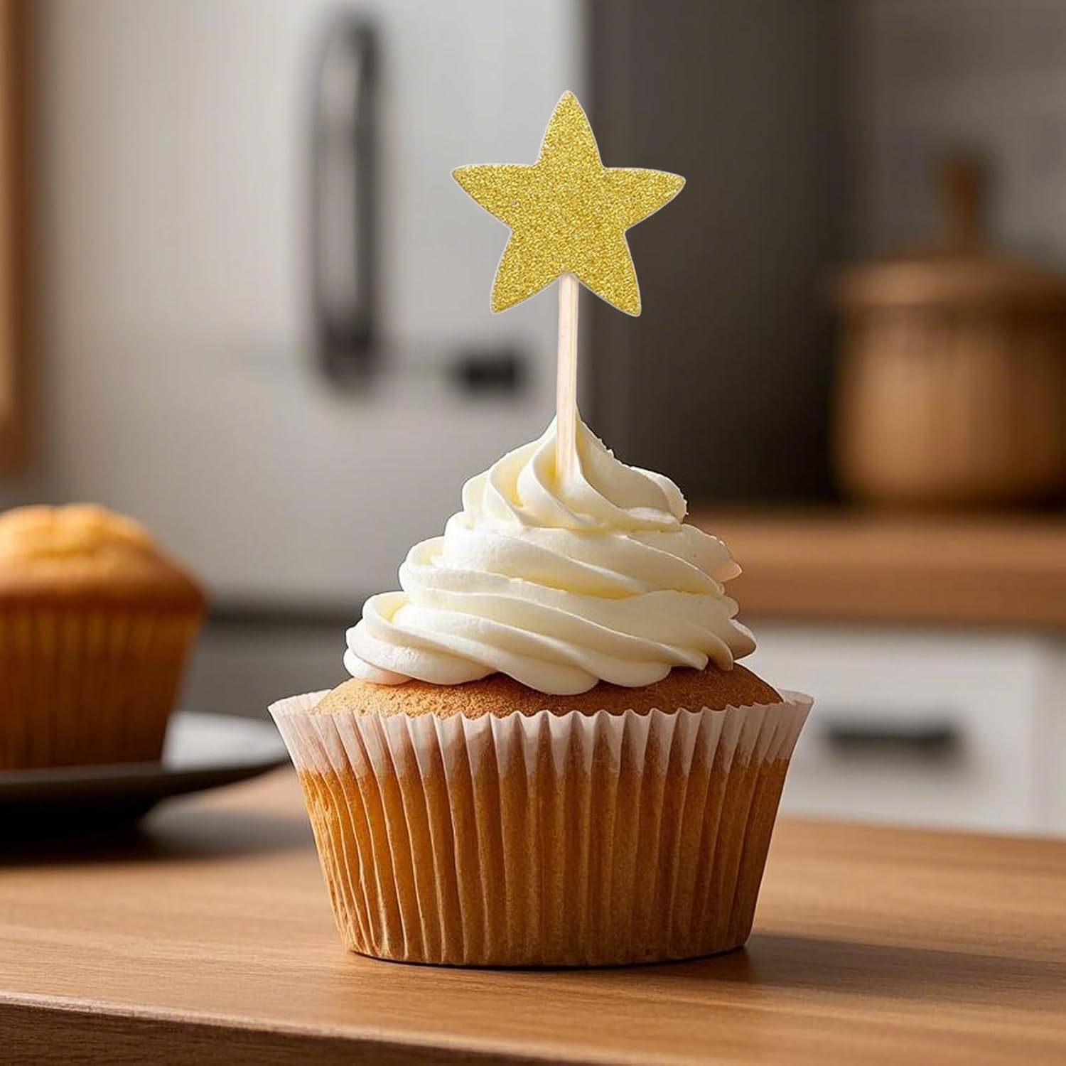 50 Pcs Star Cupcake Toppers Assembly Sparkling Star Cupcake Picks for Wedding Baby Shower Birthday Party Cake Decorations Supplies(Gold,Silver) image number 3