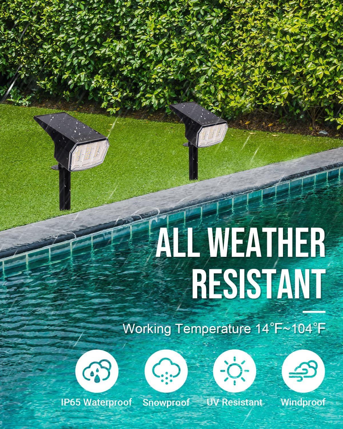 Solar Spot Lights Outdoor Waterproof 4 Pack IP65, 63 LED 3 Lighting Modes Spotlights for Yard House Garden Garage Pathway image number 4