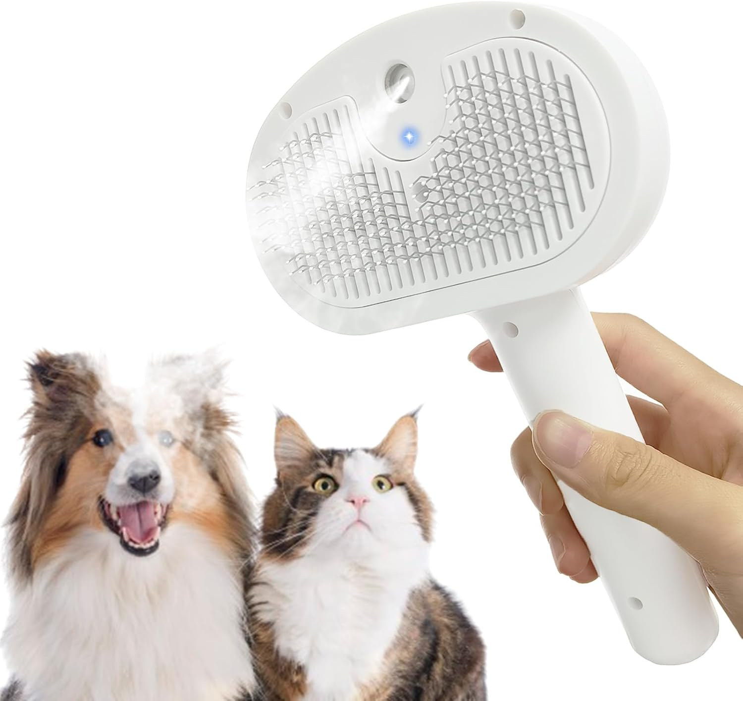 Cat Brush with Steam, Cat Steam Brush, Pet Spray Massage Comb 3-In-1 Steam Brush for Pet Massage, Cleaning, Hair Removal and Antibacterial, Beautiful Hair Care (White) image number 3
