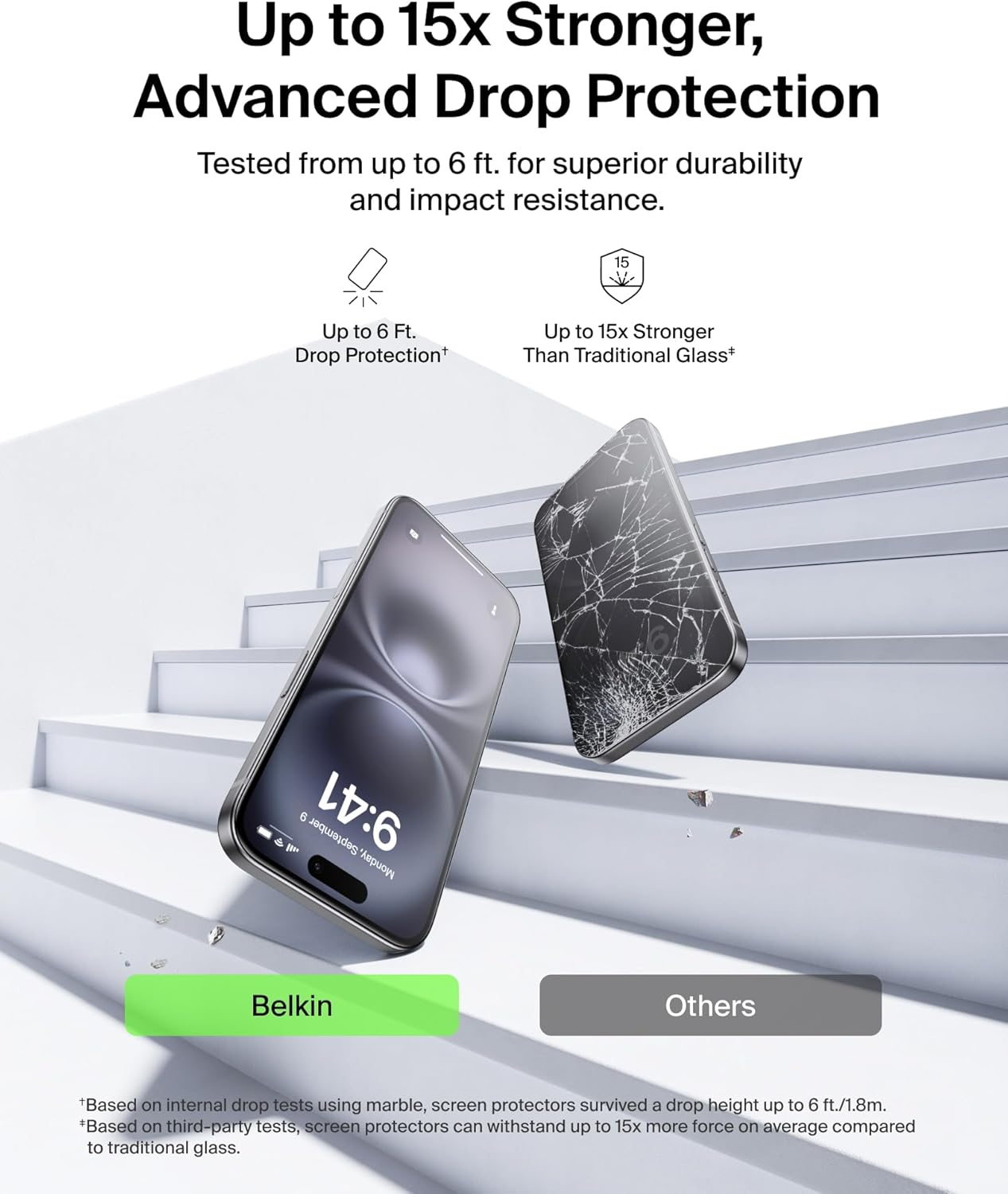 Belkin Screenforce Temperedglass Screen Protector for Iphone Air, Scratch-Resistant Impact Protection W/Included Easy Align Tray for Bubble Free Application, Recycled Glass - 2 Pack image number 3