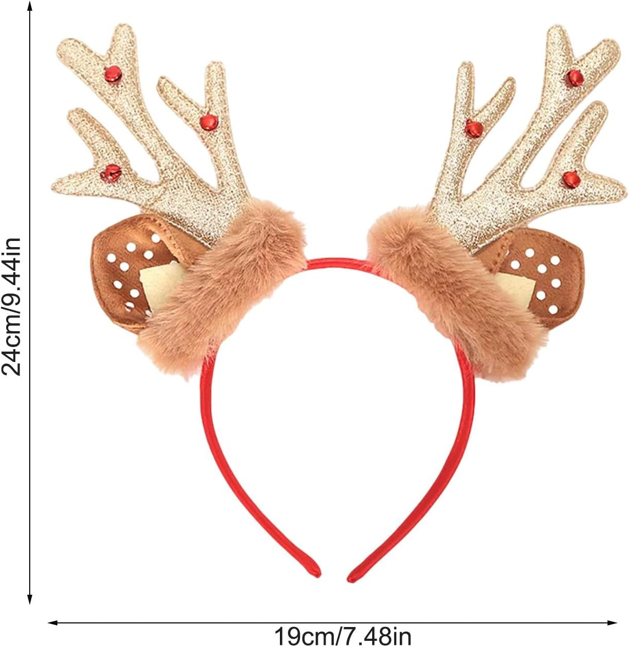 Christmas Reindeer Antler Headband - Christmas Fun Decorative Headband - Winter Festival Deer Antler Headwear with Bell for Holiday Costume image number 6