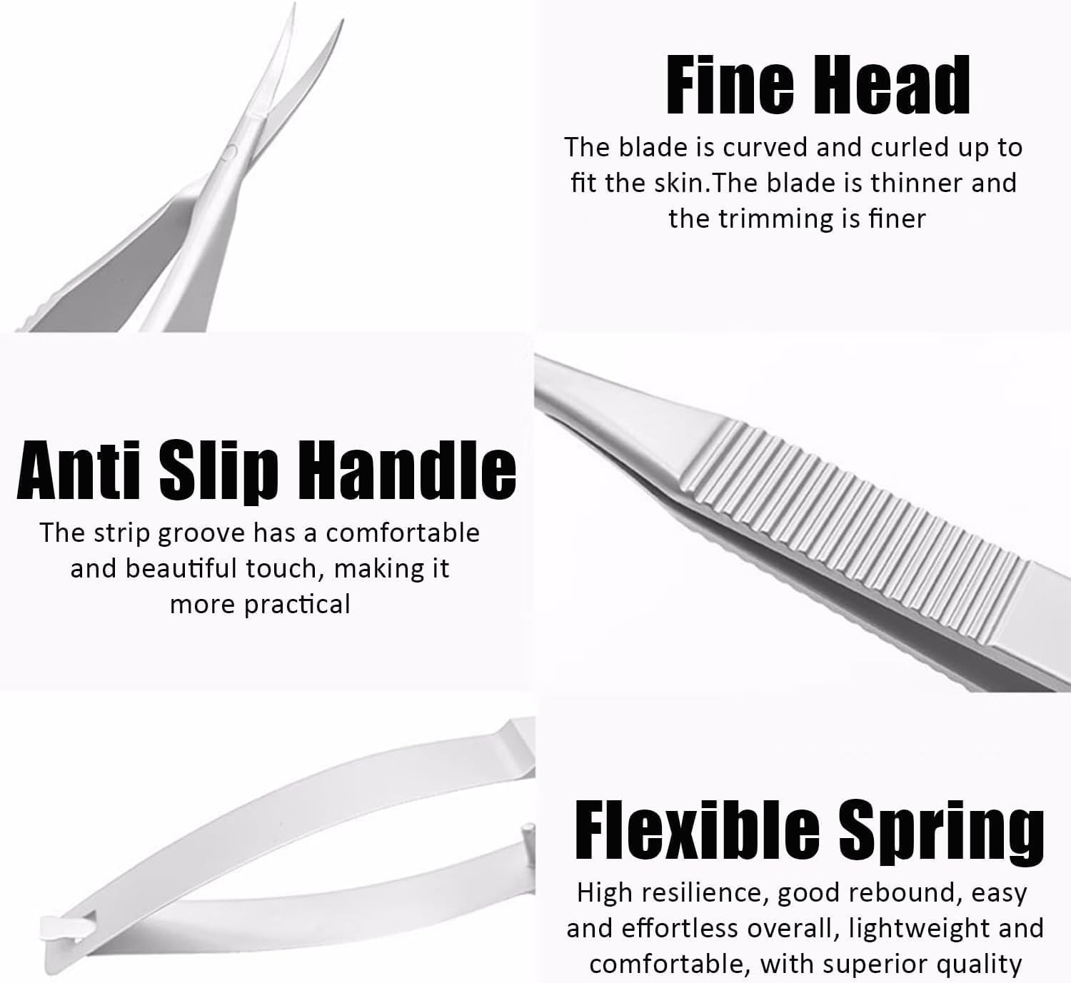1 Pcs Curved Iris Scissors, Micro Scissors, Fine Straight Nail Scissors, Cuticle Trimmer Straight, Pointed Tip Grooming Kit, Curved Micro Scissor, for Dry, Dead Skin,Skin Car image number 4
