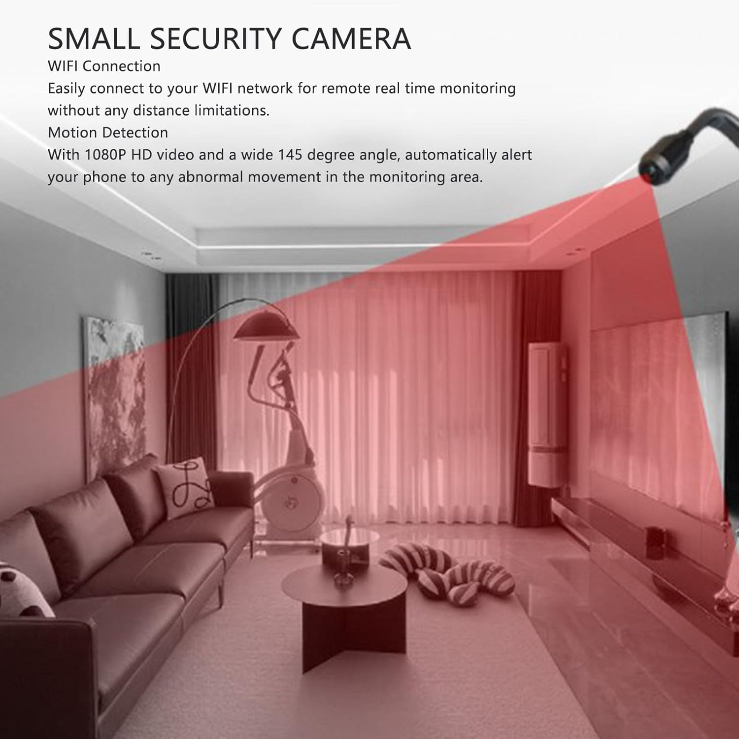 1080P Hidden Camera FHD, Small Security Camera 145&deg; Wide Angle, Wifi Indoor Outdoor Nanny Cam - Motion Detection, Loop Recording for Home Shop Balcony Office (64GB) image number 4