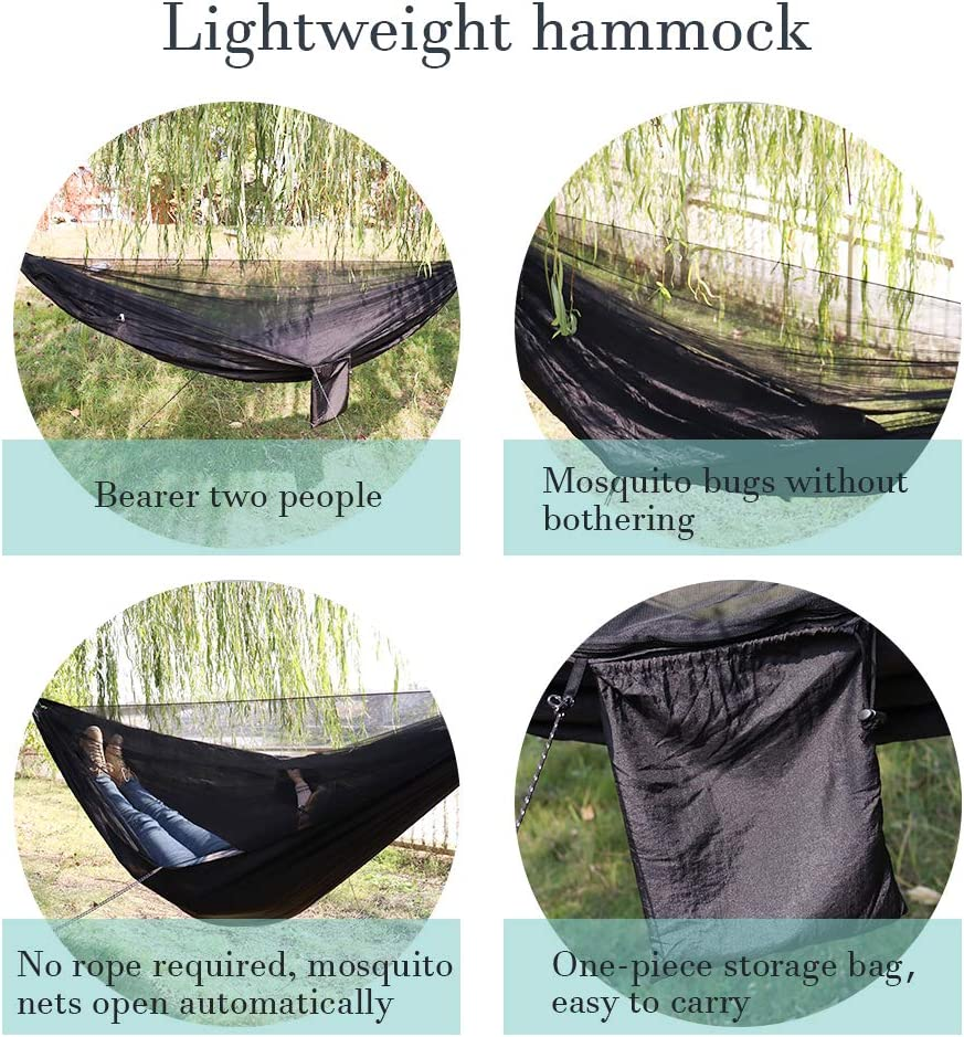 Valuehall Camping Hammock with Mosquito Net Lightweight Double Hammock Portable Hammocks Parachute Nylon Hammock for Indoor,Outdoor, Hiking, Camping, Backpacking, Travel, Backyard, Beach V7079B image number 3
