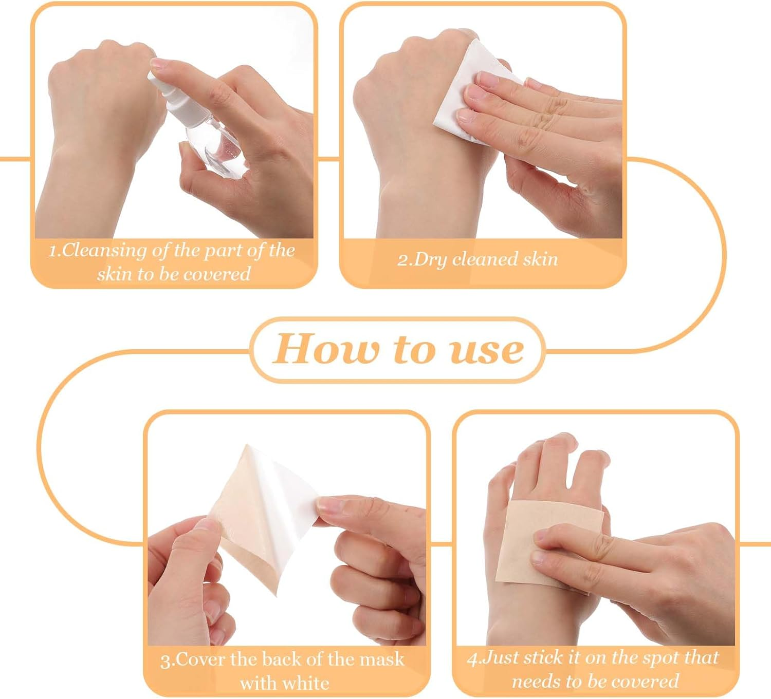 Piriuuo Pack of 10 Tattoo Cover up Tape, 12 X 9 Cm Waterproof Body Tattoo Cover up Sticker, Breathable, Sweatproof Tattoo Cover Tape, Can Be Cut to Size for Tattoo Scars and Birth Marks, Skin Colour image number 3