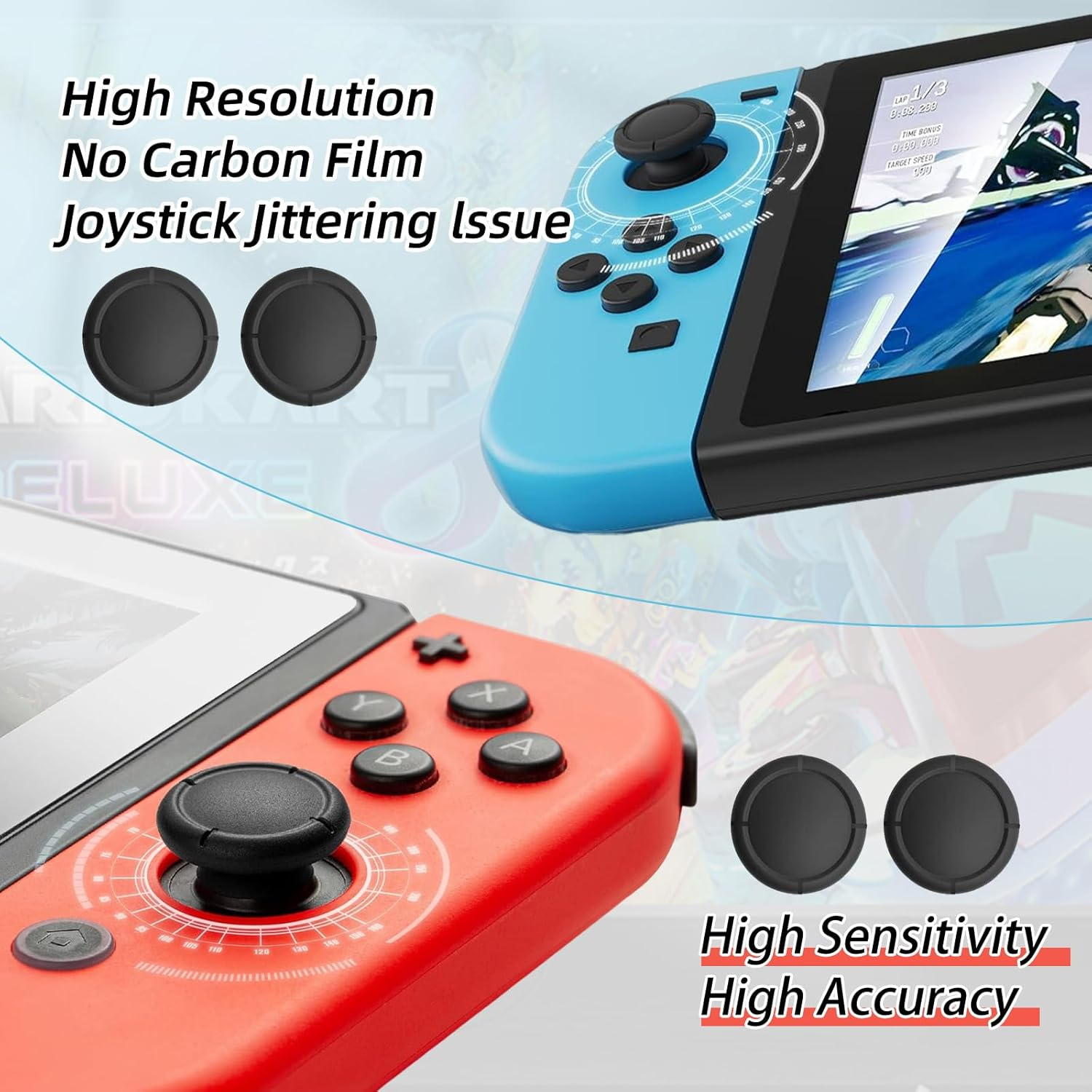 Replacement Joystick Covers for Nintendo Switch/Oled/Lite, Silicone Analog Joystick Cover Thumb Stick Cap, Thumb Grips for Nintendo Switch Joycon, Analog Stick Cover (8PCS Black) - 4Pcs Black image number 4