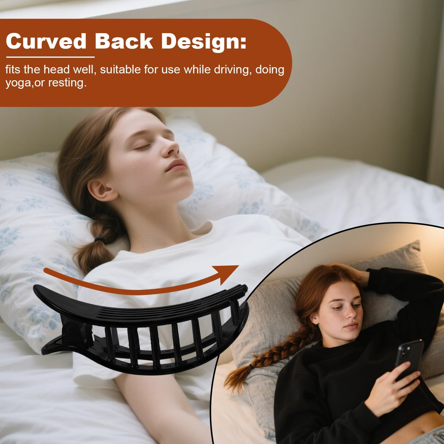 ARWIG 4 Pcs Flat Hair Claw Clips | Curved Womens Hair Clips | Lay Flat Hair Clip | Hair Accessories for Women | Flat Claw Clips for Thick Hair (Colour 2) image number 1