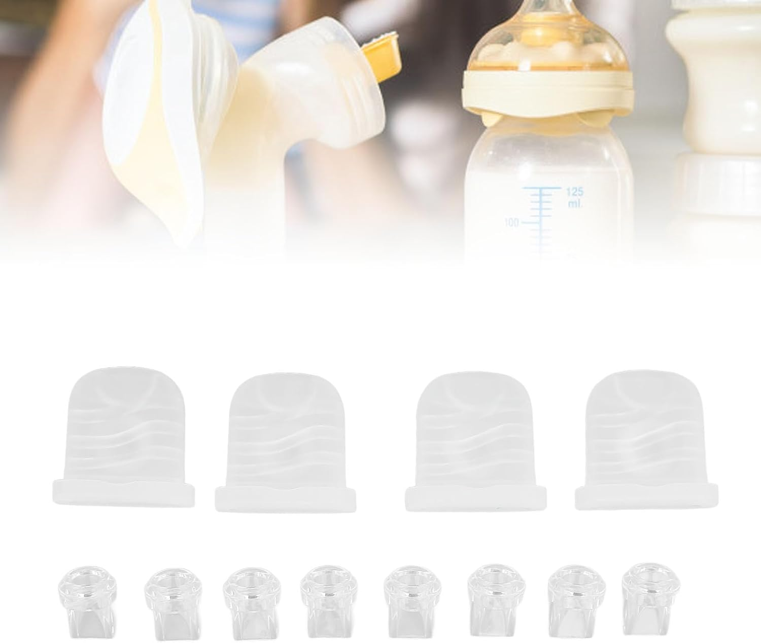 8Pcs Duckbill Valves and 4Pcs Silicone Diaphragm Compatible with S32, Replacement Pump Parts for S32 Breast Pump Parts image number 2