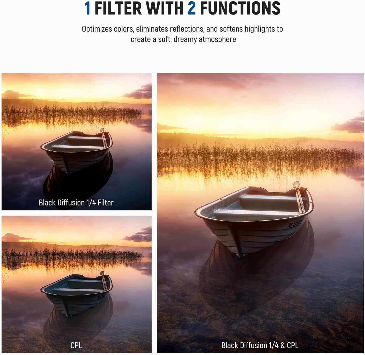 NEEWER 2 in 1 CPL + Black Diffusion 1/4 Filter, Circular Polarizing Glare Reduction Soft Dreamy Cinematic Camera Lens Effect Filter with Slim Aluminum Frame & Multicoated Optical Glass, 67Mm image number 2