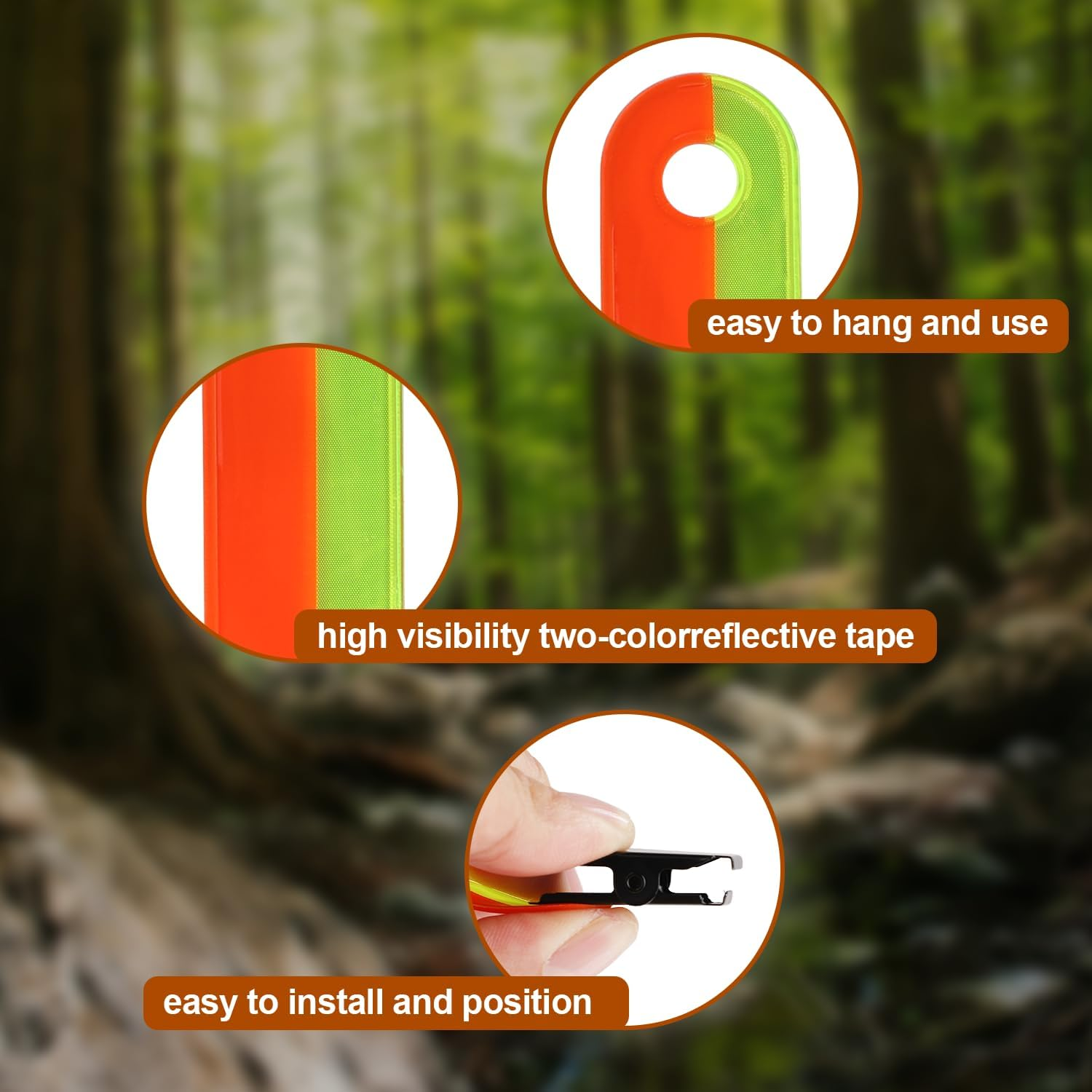 Lasuroa 36Pcs Reflective Trail Markers, High Visibility Trail Markers with Open Buckle Reflective Trail Marker Clips Hunting Accessories for Tree Stand Hunting Outdoor Hiking Camping image number 4