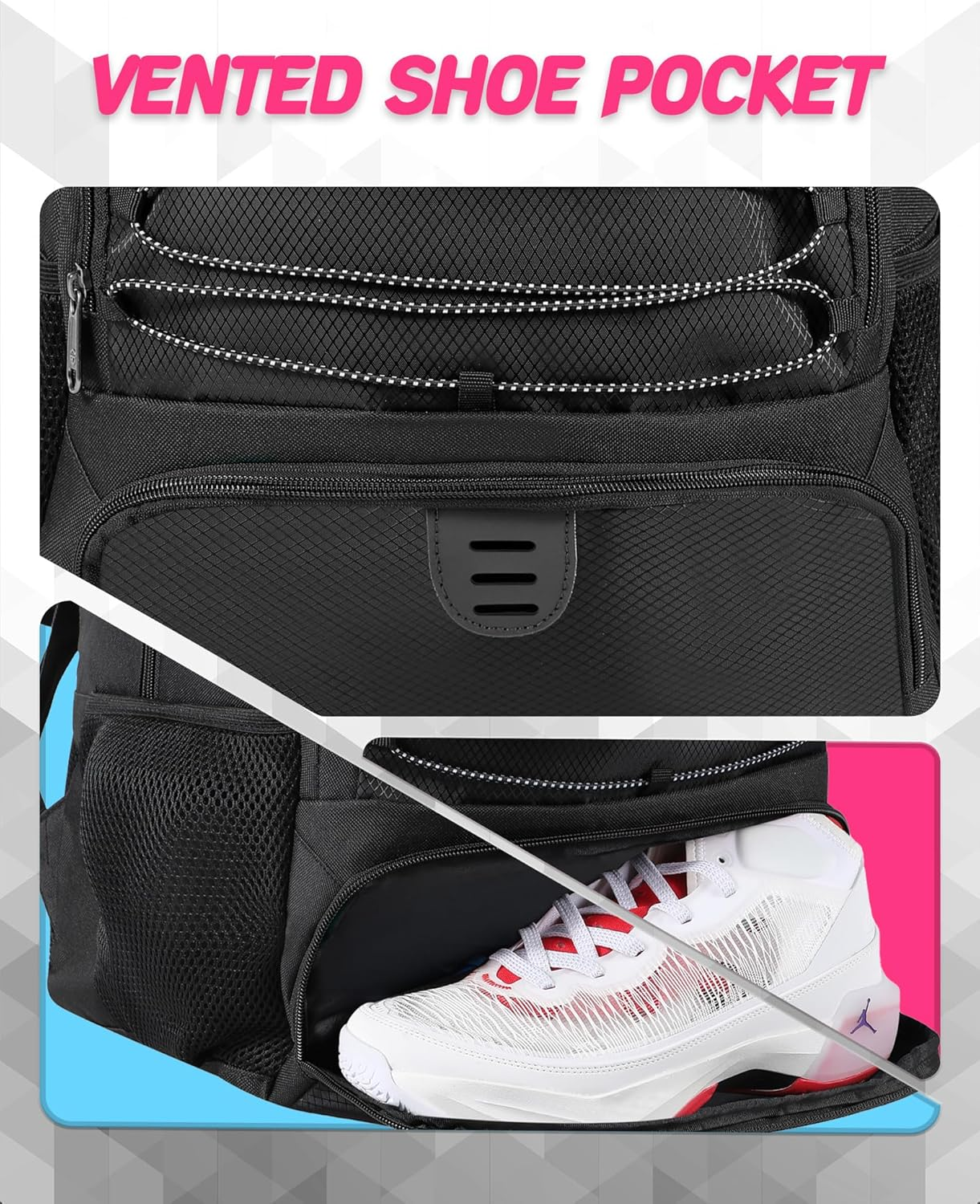 TRAILKICKER Mesh Black Basketball Soccer Bag Backpack Sports Volleyball Football Bag with Ball and Shoe Compartment for Boys Girls Man Women Ball Equipment Bag All Sports Venue image number 6