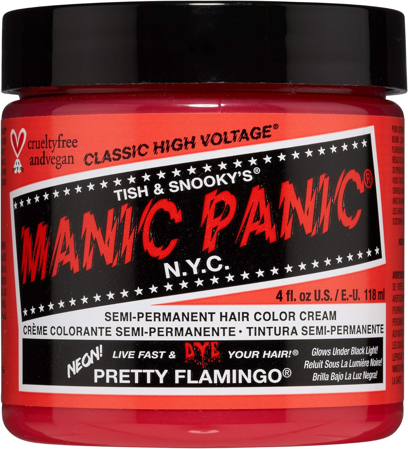 MANIC PANIC Red Passion Hair Dye &ndash; Classic High Voltage - Semi Permanent Hair Color - Glows in Blacklight - Medium Strawberry Red Shade with Pink Tint - Vegan, PPD & Ammonia Free - for Coloring Hair