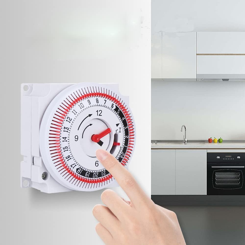 VOANZO 24 Hour Cycle Socket Timer Switch 220V/16A Immersion Heater Switch for Lights, Heaters, Pools, Appliances