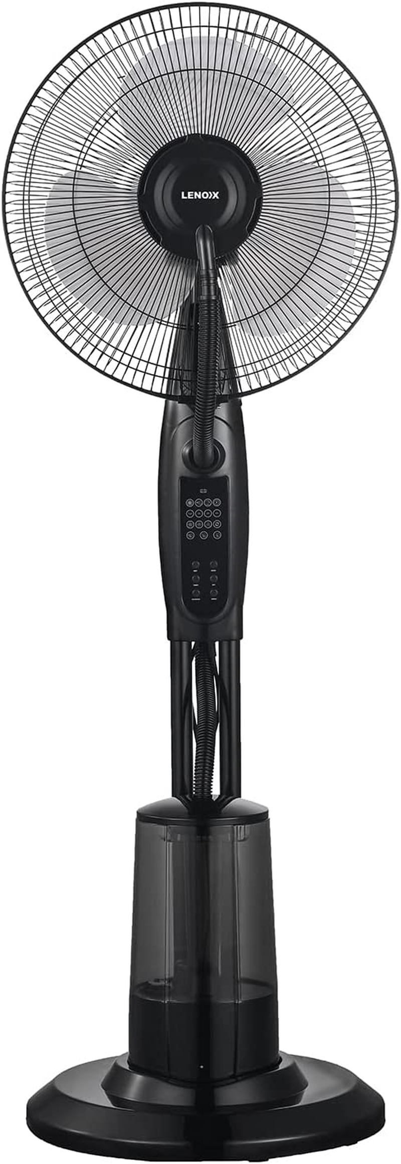 Lenoxx Misting Pedestal Fan - 3.2L Water Tank Capacity, Touch Panel, Full Remote Control - 3-Speed Fan & 3-Wind Modes with Timer Control - Freestanding Cool Mist Fan for Home & Office - 1.2M, Black image number 2
